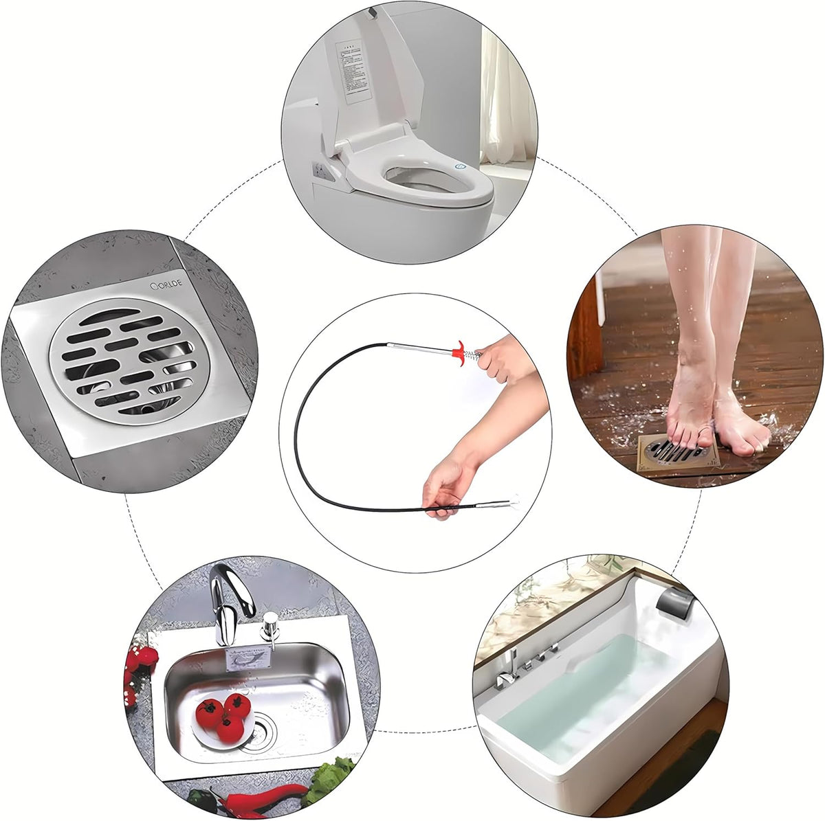 Drain Clog Remover Tools For Toilet Sewer Shower Kitchen