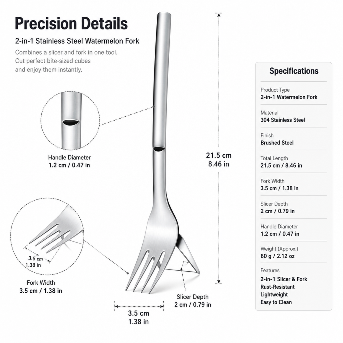 2-in-1 Stainless Steel Watermelon Fork