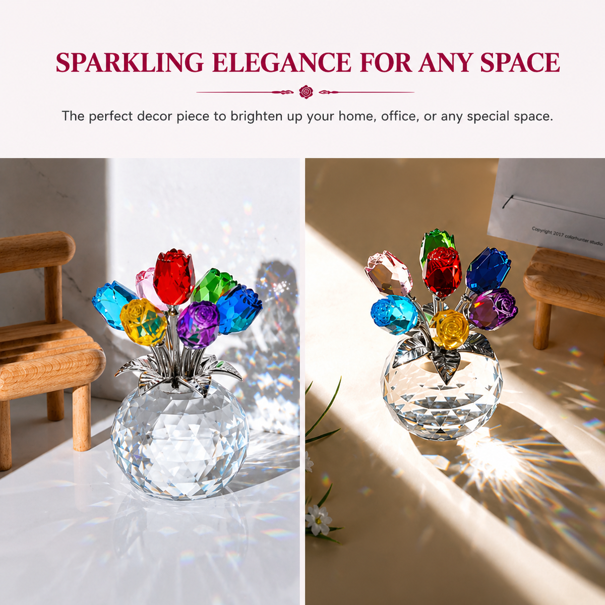 Glass Crystal Artificial Roses for Mother’s Day