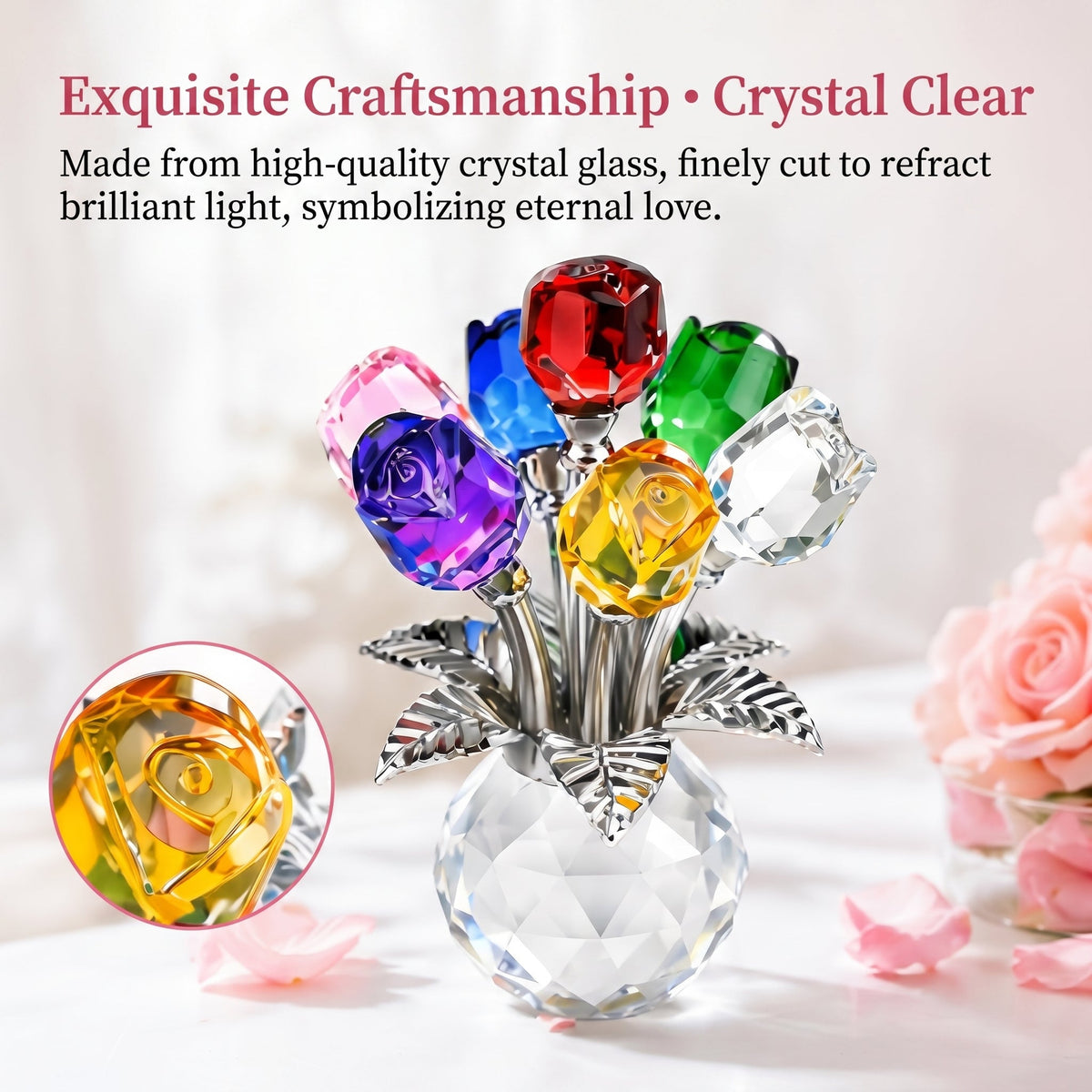 Glass Crystal Artificial Roses for Mother’s Day