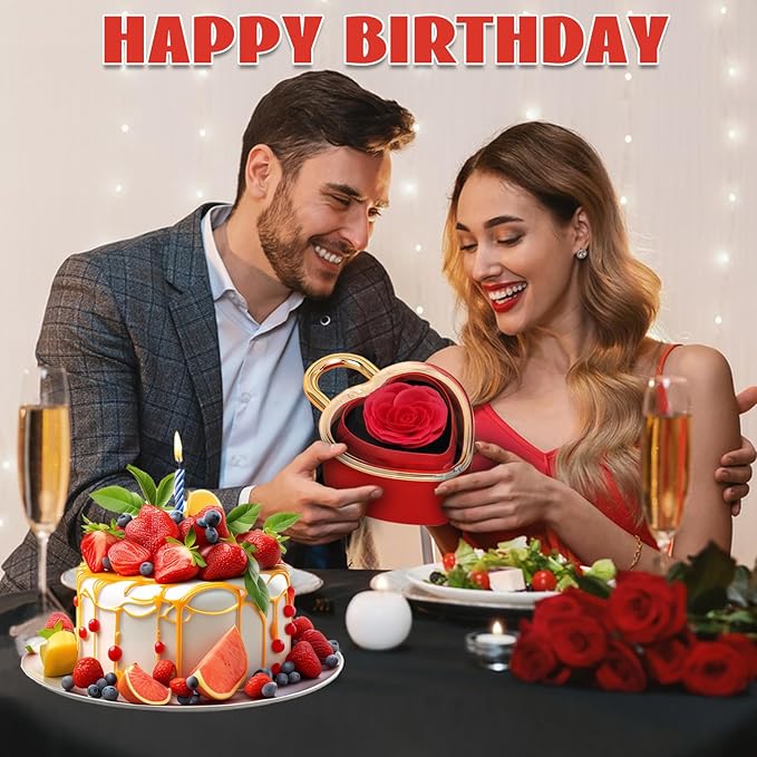 Heart Lock Flip Rose Jewelry Box