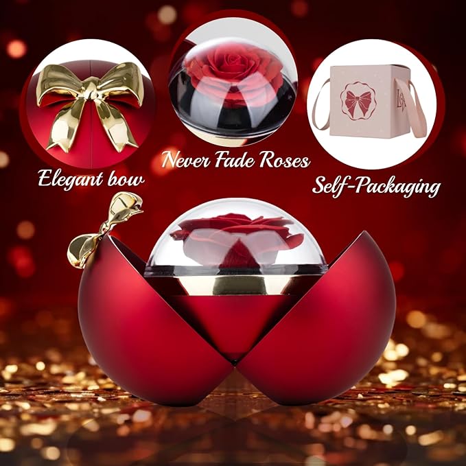 Personalized Jewelry Box with Red Rose