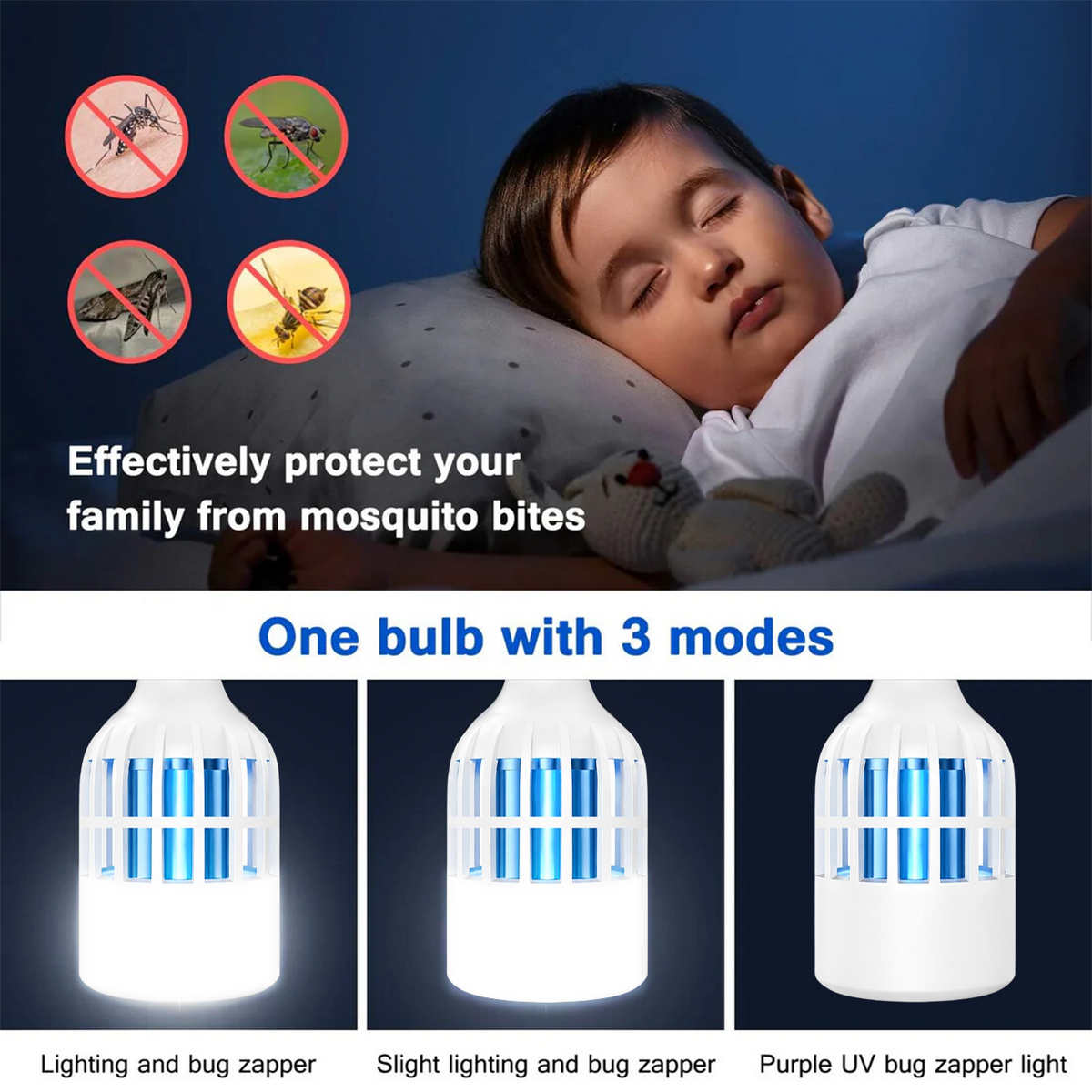 2 in 1 12W E27 Bug Zapper Light Bulb
