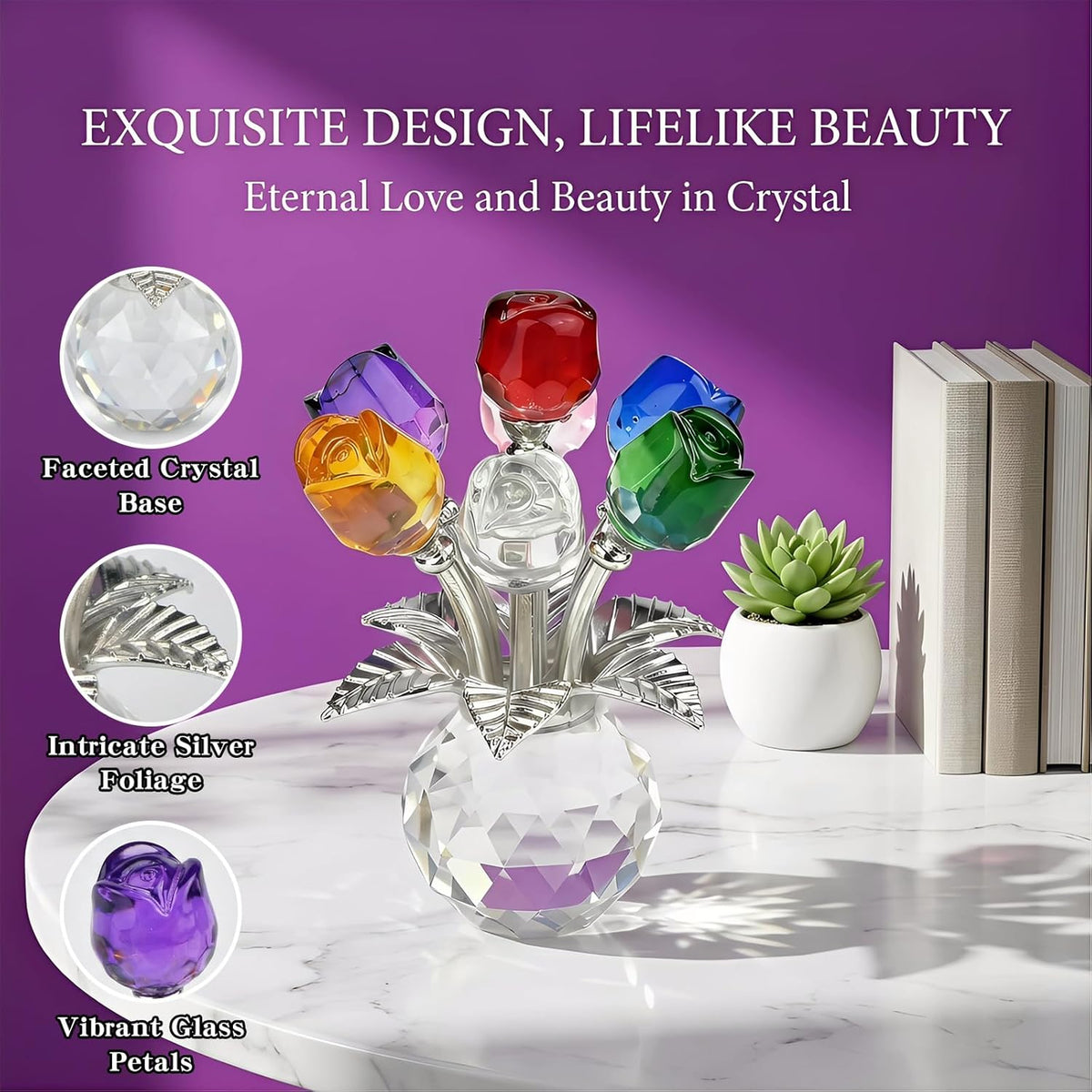 Glass Crystal Artificial Roses for Mother’s Day