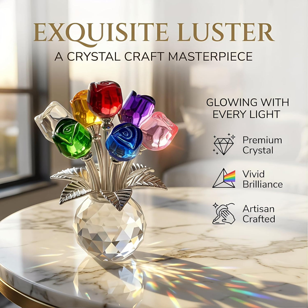 Glass Crystal Artificial Roses for Mother’s Day