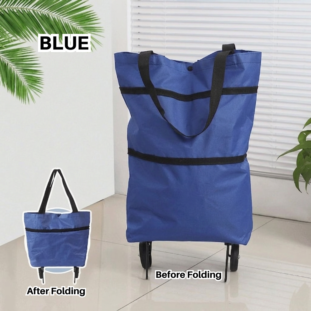 Portable Shopping Cart Foldable Grocery Trolley Lightweight with Wheels