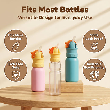 2PCS Water Bottle Spout Conversion Cap with Straw