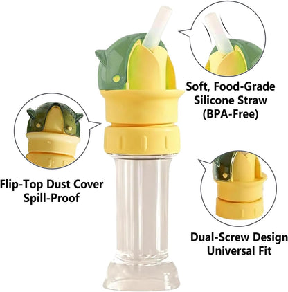 2PCS Water Bottle Spout Conversion Cap with Straw