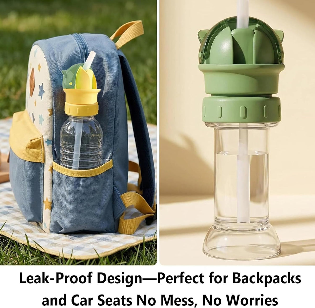 2PCS Water Bottle Spout Conversion Cap with Straw