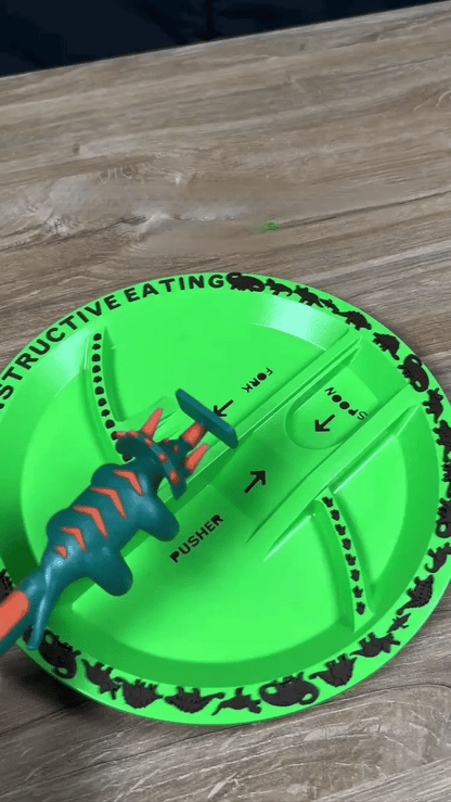 Constructive Eating Plate and Utensils Set - Toddler Dinnerware with Divided Plates