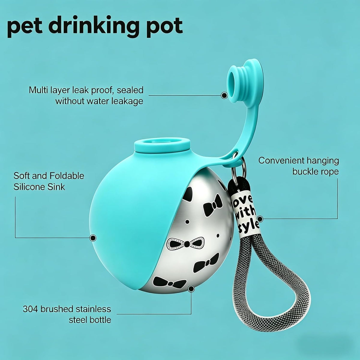 2-in-1 Portable Dog Water Bottle with Bowl