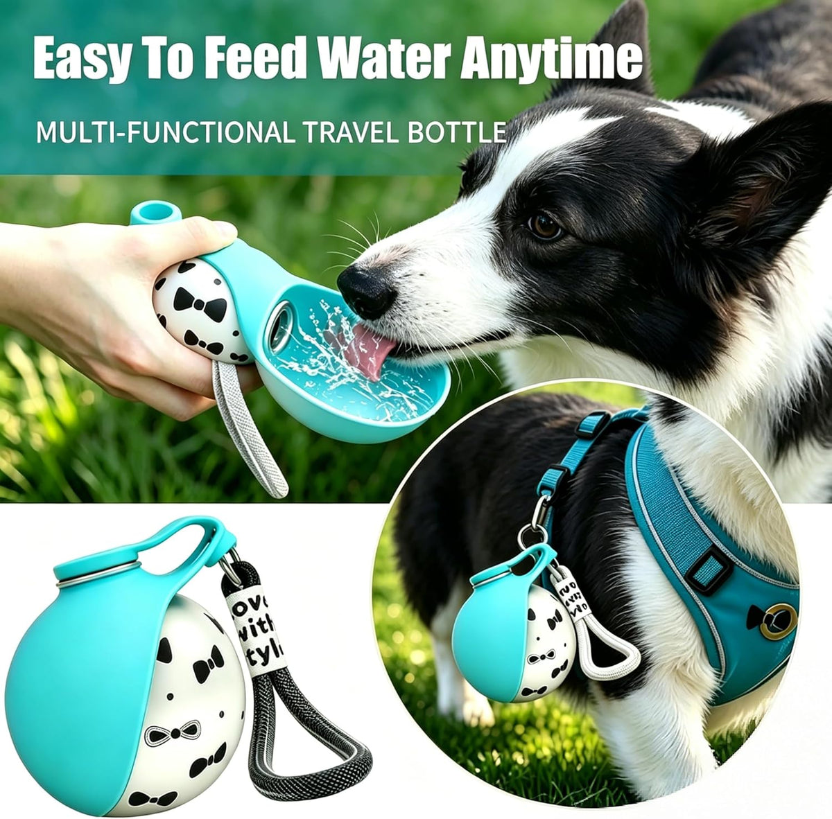2-in-1 Portable Dog Water Bottle with Bowl