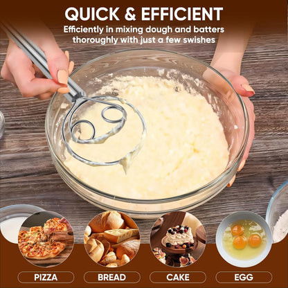 Stainless Steel Dishwasher Safe Danish Dough Whisk