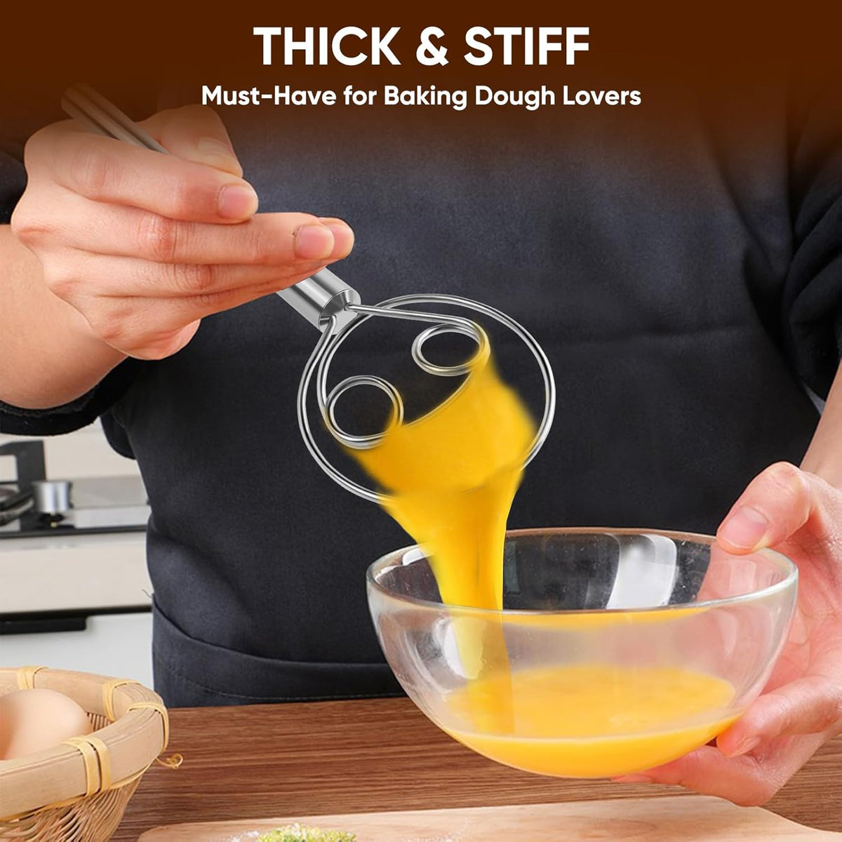 Stainless Steel Dishwasher Safe Danish Dough Whisk