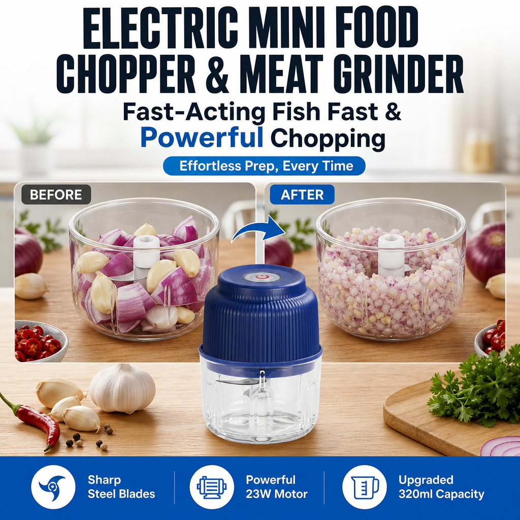 Electric Mini Food Chopper & Meat Grinder