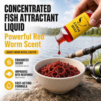 Concentrated Fish Attractant Liquid – Fast-Acting Red Worm Bait Additive for Freshwater Fishing, Enhances Scent & Improves Bite Response