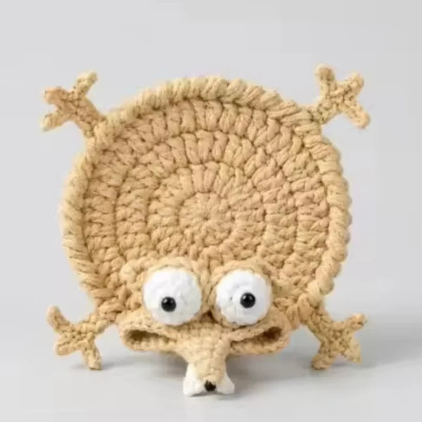 Funny Squirrel & Acorn Crochet Coaster