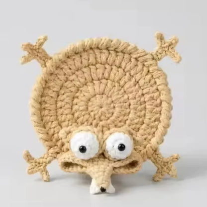 Funny Squirrel & Acorn Crochet Coaster