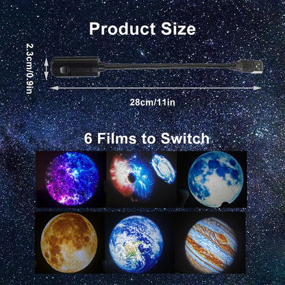360° Galaxy Projection Light USB Star Night Light Charging Lighting With 10 Film Discs