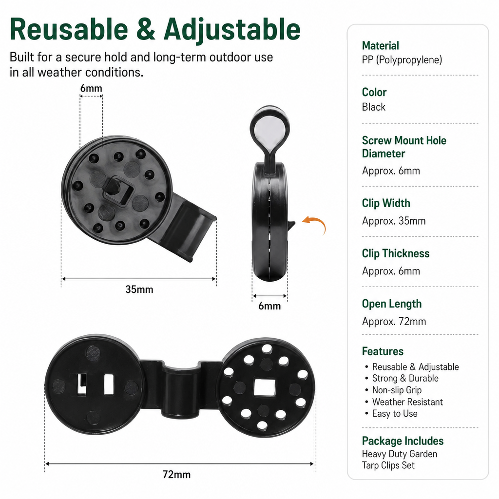 Heavy Duty Garden Tarp Clips Set