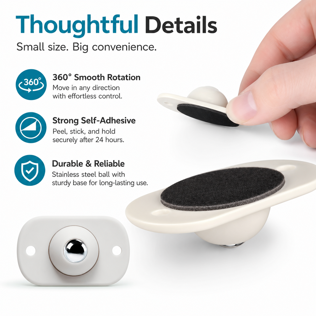 360° Rotation Self Adhesive Mini Caster Wheels