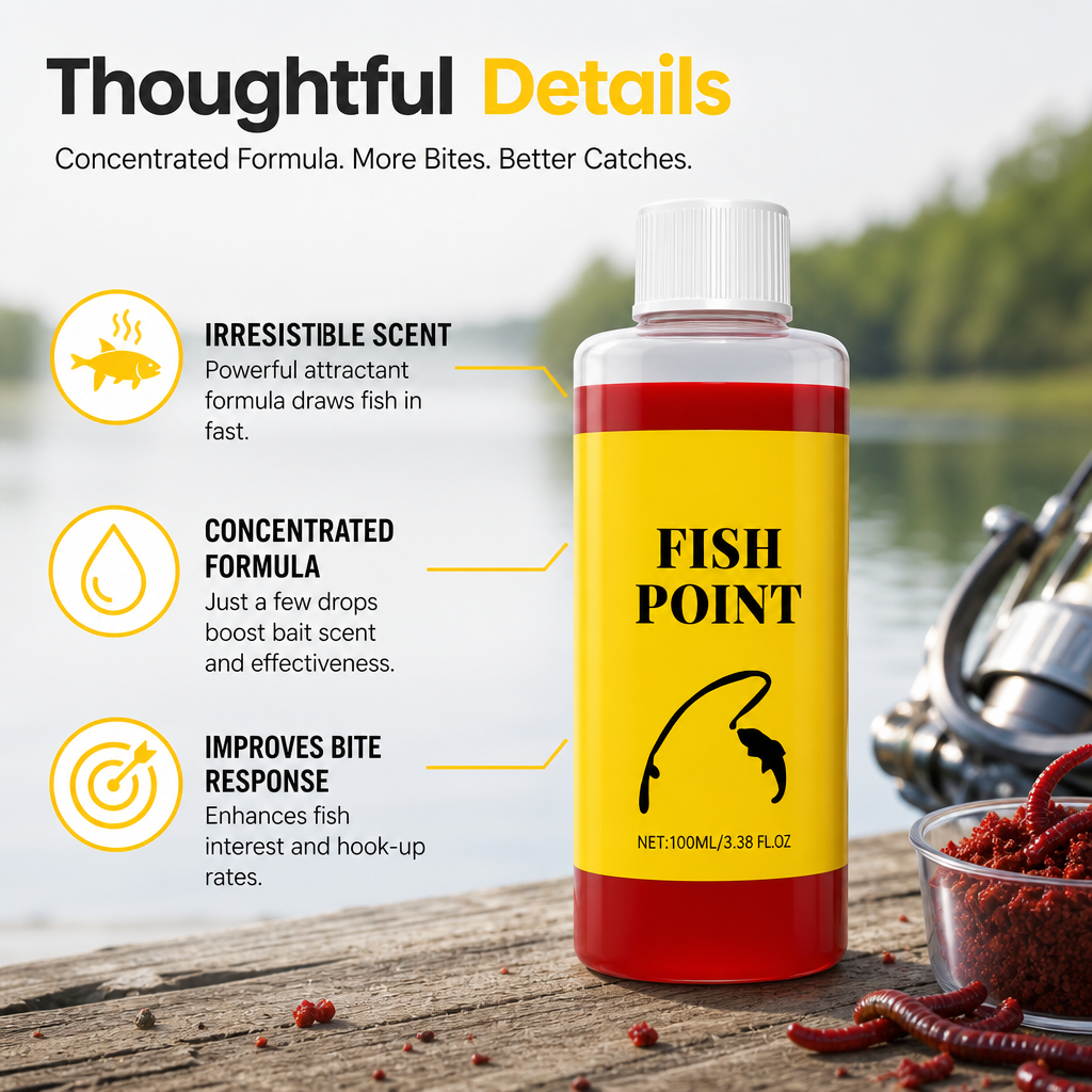 Concentrated Fish Attractant Liquid – Fast-Acting Red Worm Bait Additive for Freshwater Fishing, Enhances Scent & Improves Bite Response (100ml)