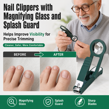 Nail Clippers with Magnifying Glass and Splash Guard
