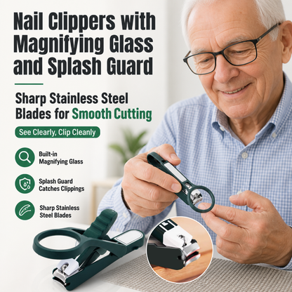 Nail Clippers with Magnifying Glass and Splash Guard