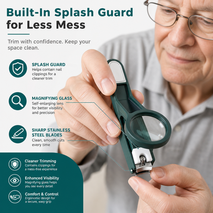 Nail Clippers with Magnifying Glass and Splash Guard