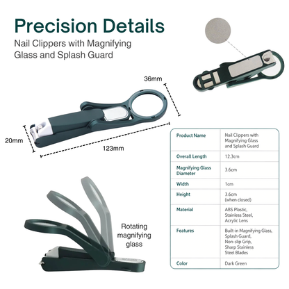Nail Clippers with Magnifying Glass and Splash Guard