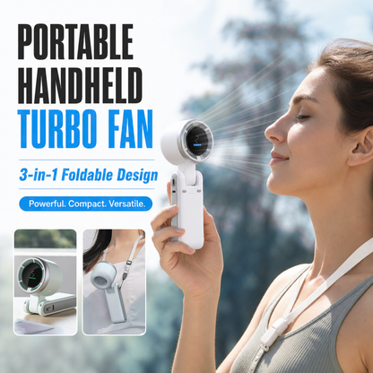 Portable Handheld Turbo Fan — 5-Speed, 4000mAh, 10H Battery Life