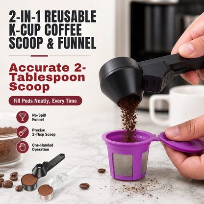 2-in-1 Reusable K-Cup Coffee Scoop & Funnel