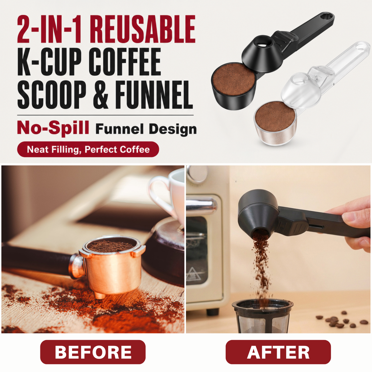2-in-1 Reusable K-Cup Coffee Scoop & Funnel