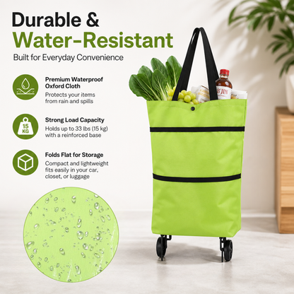 Portable Shopping Cart Foldable Grocery Trolley Lightweight with Wheels