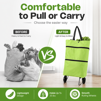 Portable Shopping Cart Foldable Grocery Trolley Lightweight with Wheels