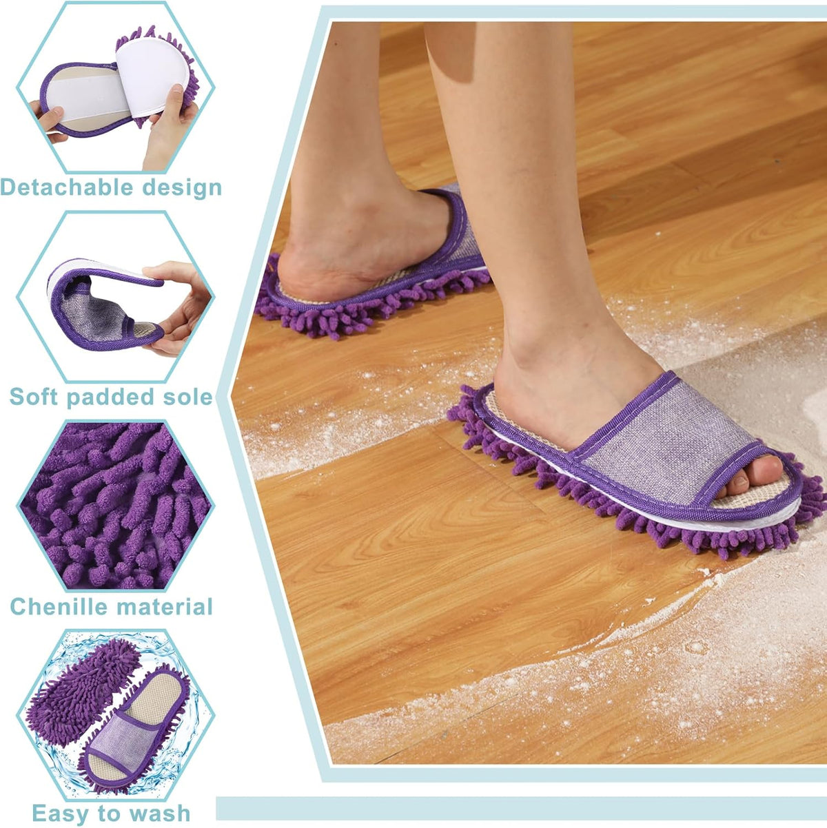 Microfiber Washable Mop Slippers for Floor Cleaning