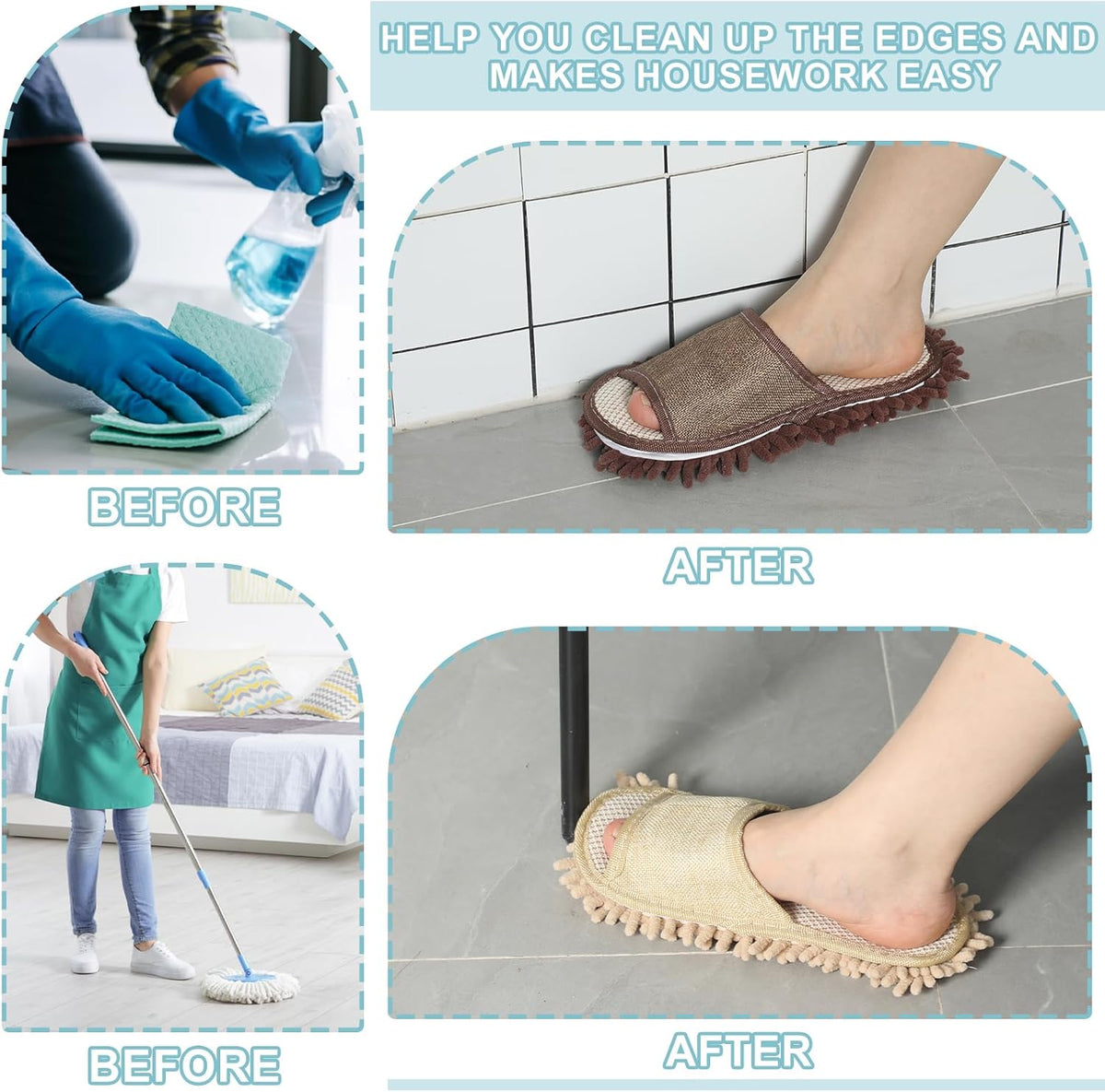Microfiber Washable Mop Slippers for Floor Cleaning