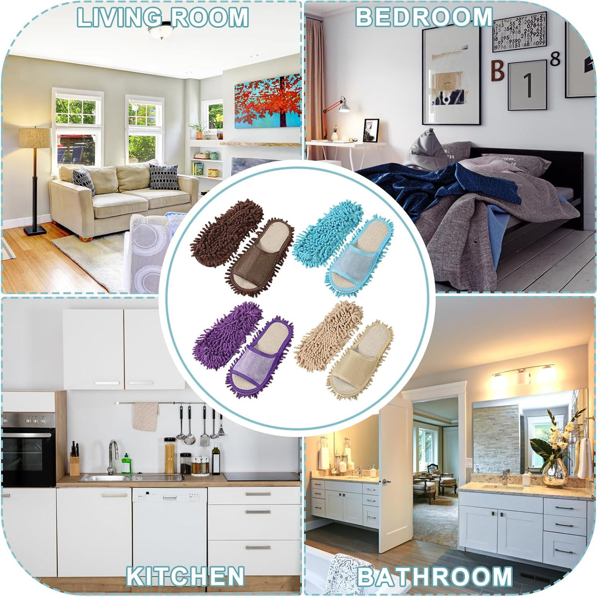 Microfiber Washable Mop Slippers for Floor Cleaning