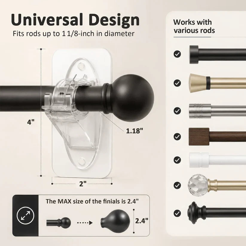 No Drill Needed Curtain Rod Holders
