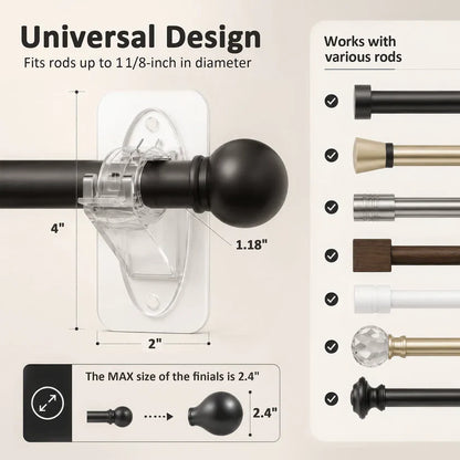 No Drill Needed Curtain Rod Holders