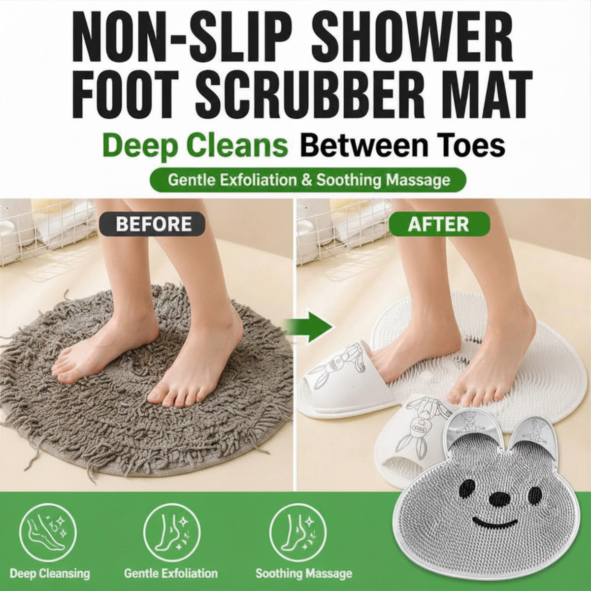 Non-Slip Shower Foot Scrubber Mat