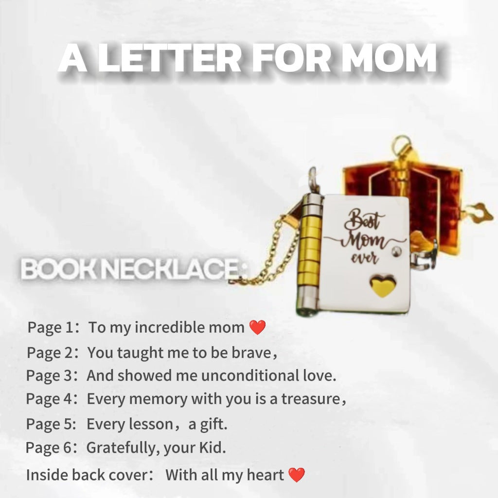 Mom Book Necklace for Women