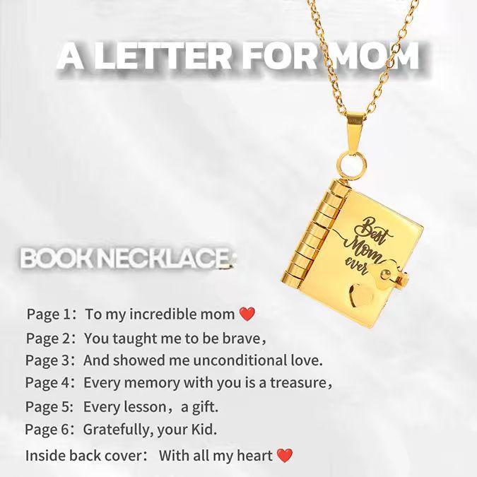Mom Book Necklace for Women