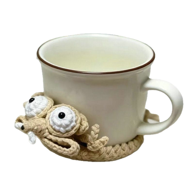 Funny Squirrel & Acorn Crochet Coaster