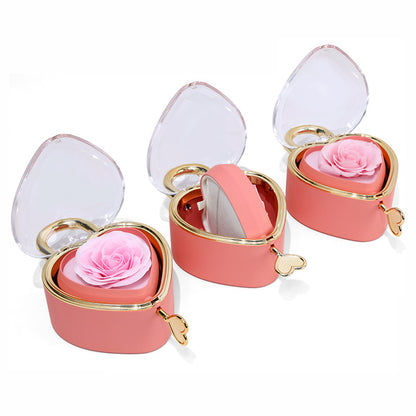 Heart Lock Flip Rose Jewelry Box