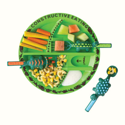 Constructive Eating Plate and Utensils Set - Toddler Dinnerware with Divided Plates