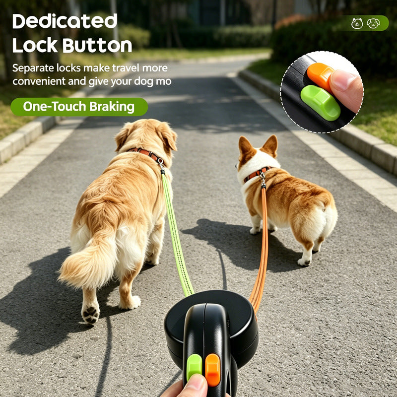 Dual Automatic Retractable Dog Leash