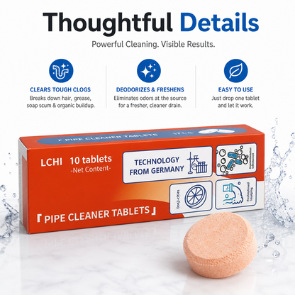 Pipe Cleaner Tablets — Drain Unclogger, Odor Eliminator & Descaler for Sinks, Toilets, Washing Machines & Sewers