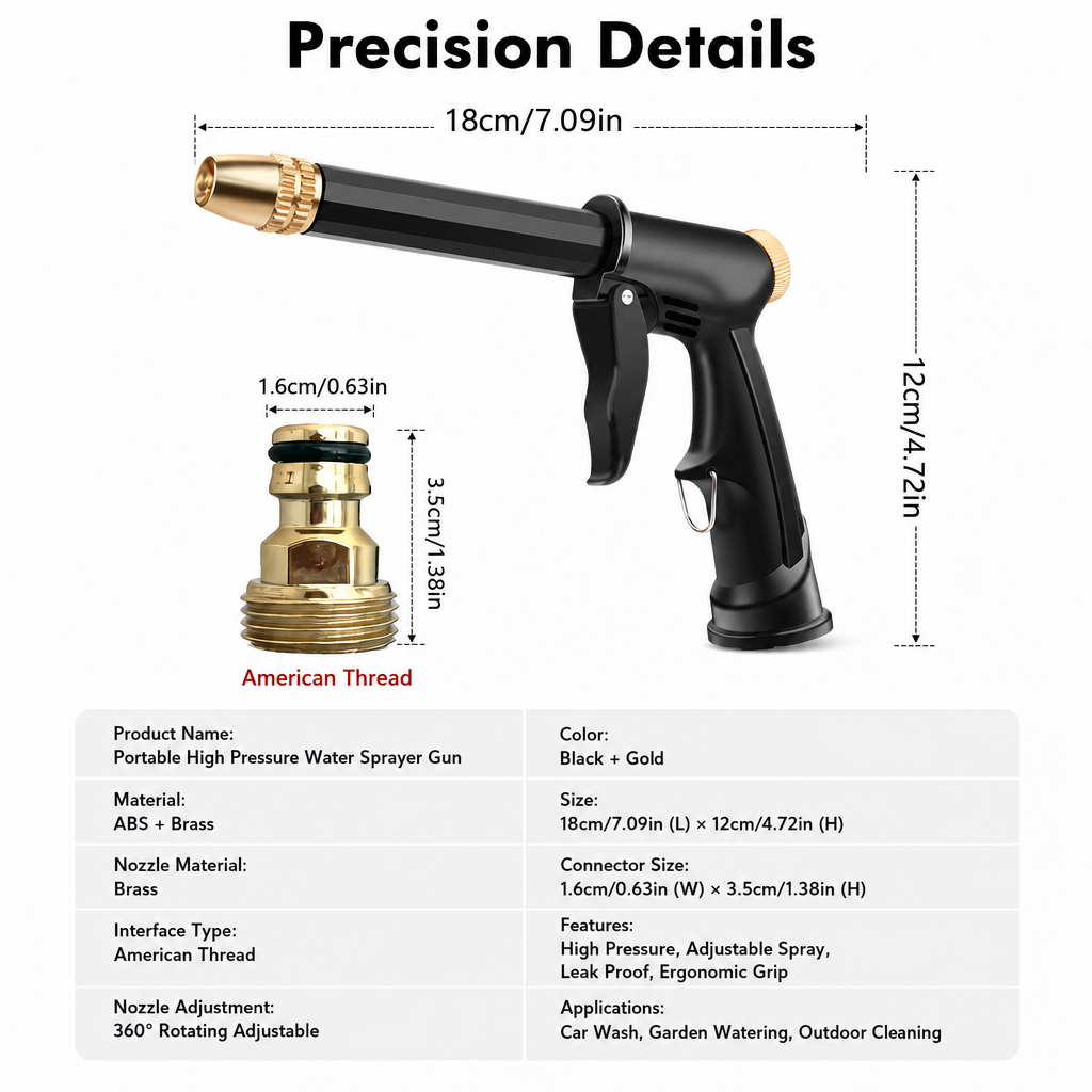 Portable High Pressure Water Sprayer Gun