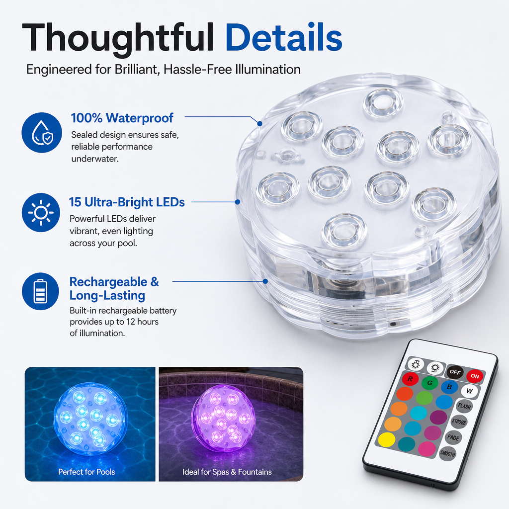 Rechargeable LED Pool lights